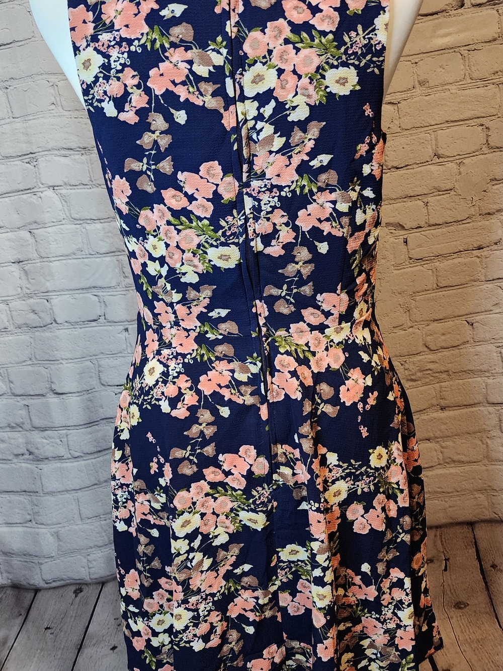 Teeze Me Navy Floral V-Neck Ruffle Midi Dress - Picture 4 of 5